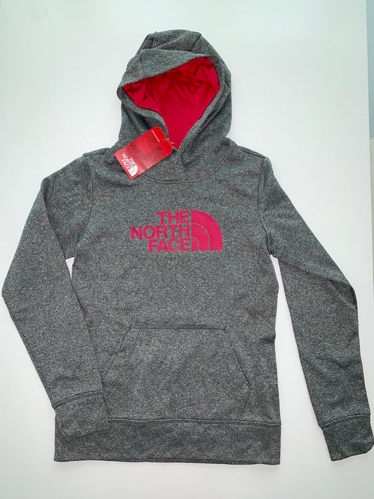The North Face Women's Fave Pullover Hoodie Heather Grey/Rose Red