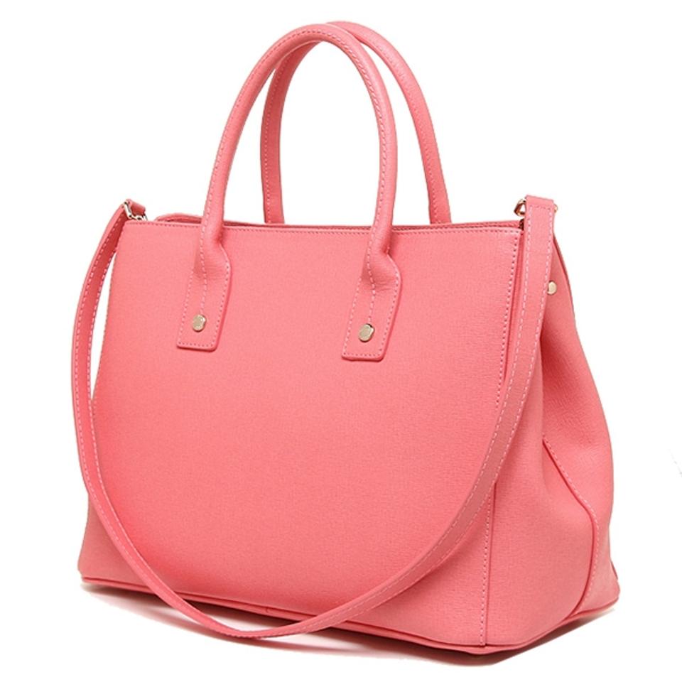 Furla Saffiano Linda Tote Peonia Pink Leather Shoulder Bag (768285