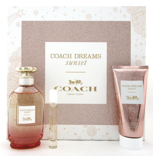 Coach Dreams Sunset 3 Piece set for Women(3oz EDP + 7.5 ml EDP Spray + 3.3 oz.