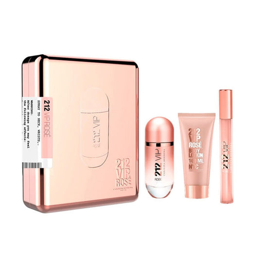 Carolina Herrera 212 Vip Rose Eau De Parfum 80ml Vaporizador Locion Corporal 100ml Neceser 1ud