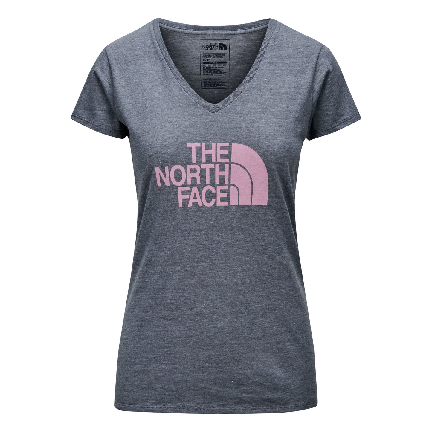 The North Face Women's Short Sleeve V-Neck  Tri Blend Ink Blue/Pink