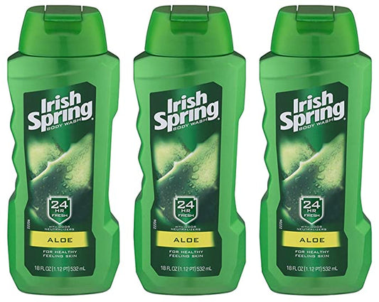 Irish Spring Aloe Vera Body Wash for Men - 18 fl oz 532 ml (3 Pack)