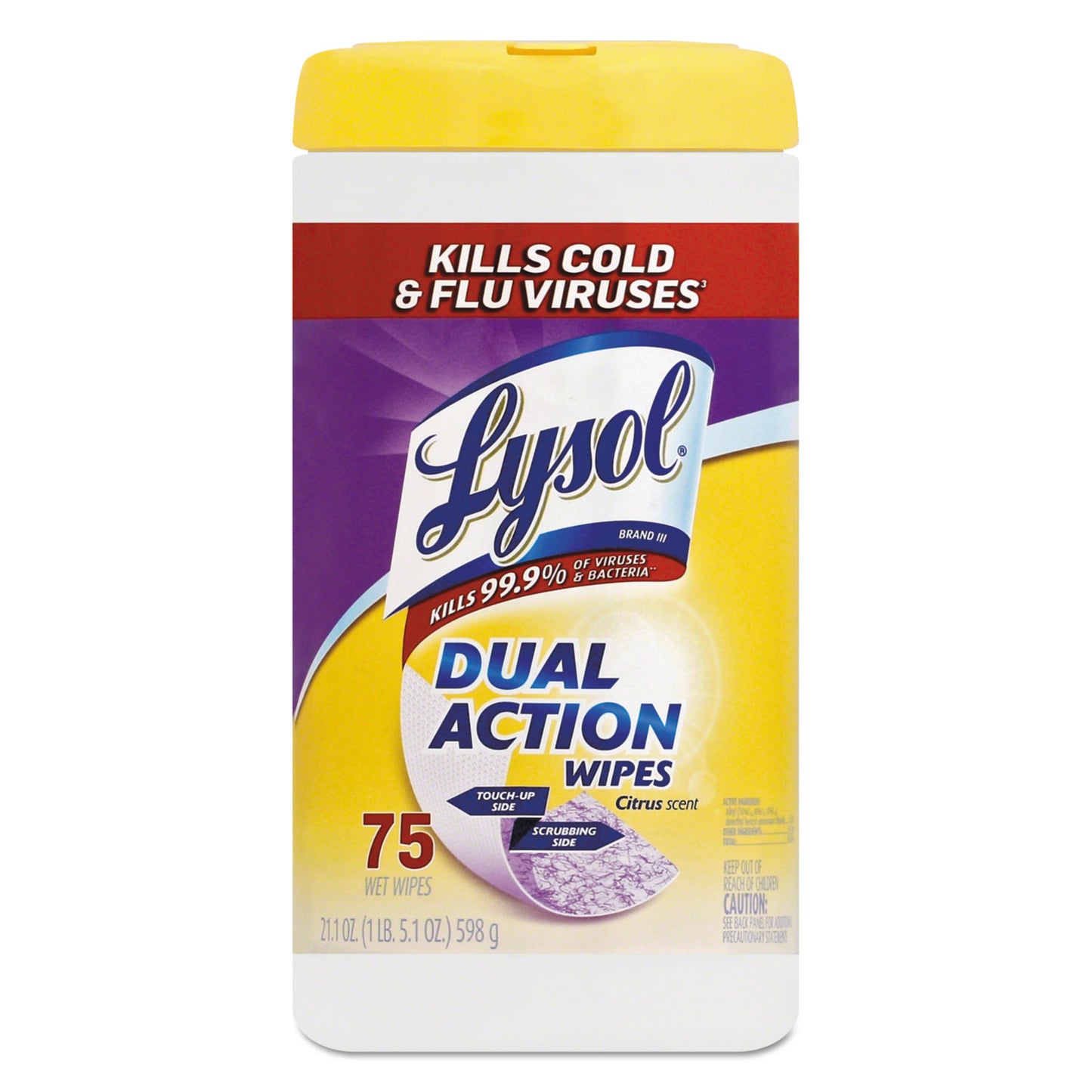 LYSOL 75 Count Dual Action Citrus Scent Disinfectant Wipes All-Purpose Cleaner