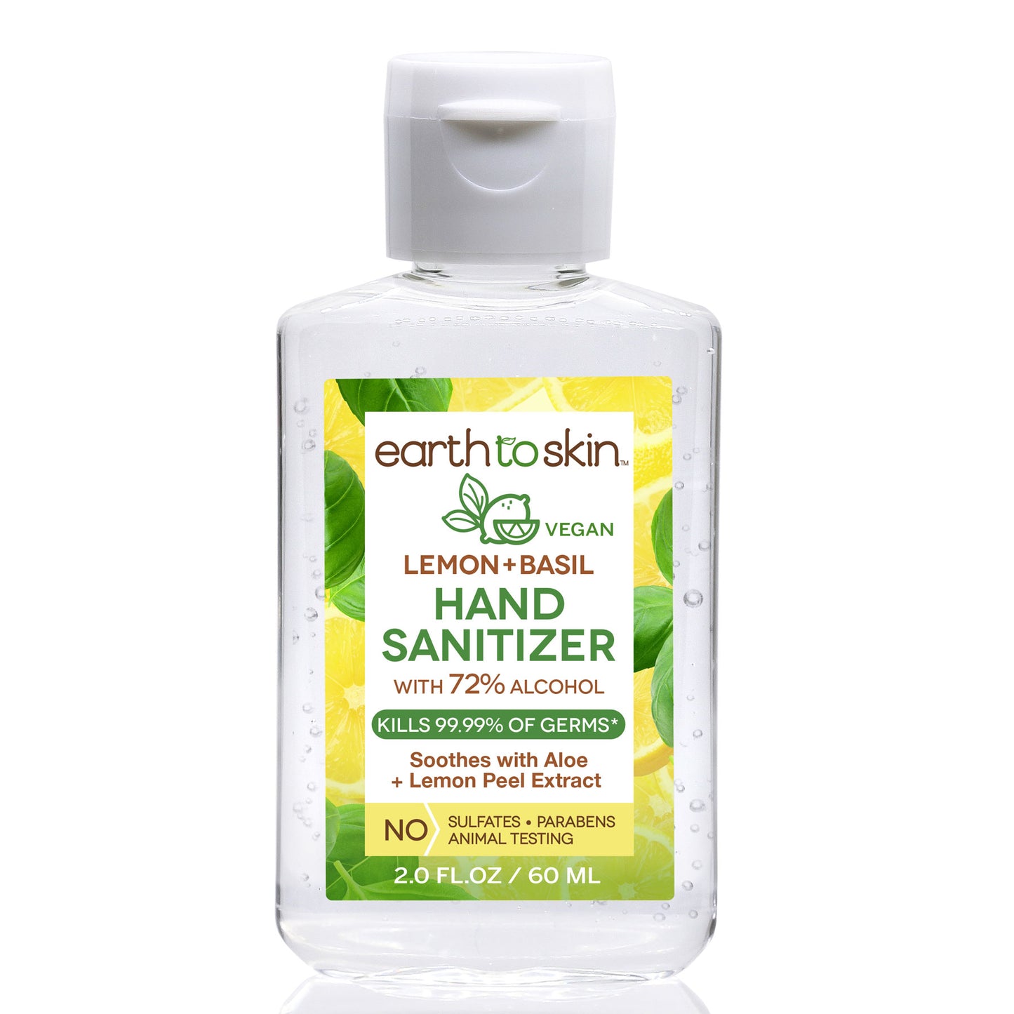 Hand Sanitizer Gel, 2 oz Lemon Scent With 72% Alcohol by Earth to Skin (6 Pack)