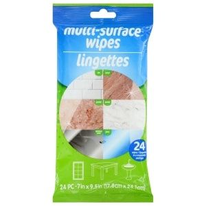Multi Surface Disinfecting Wet Wipes 7''x9.5"  (24 Wipes Per Pack, 3 Packs)