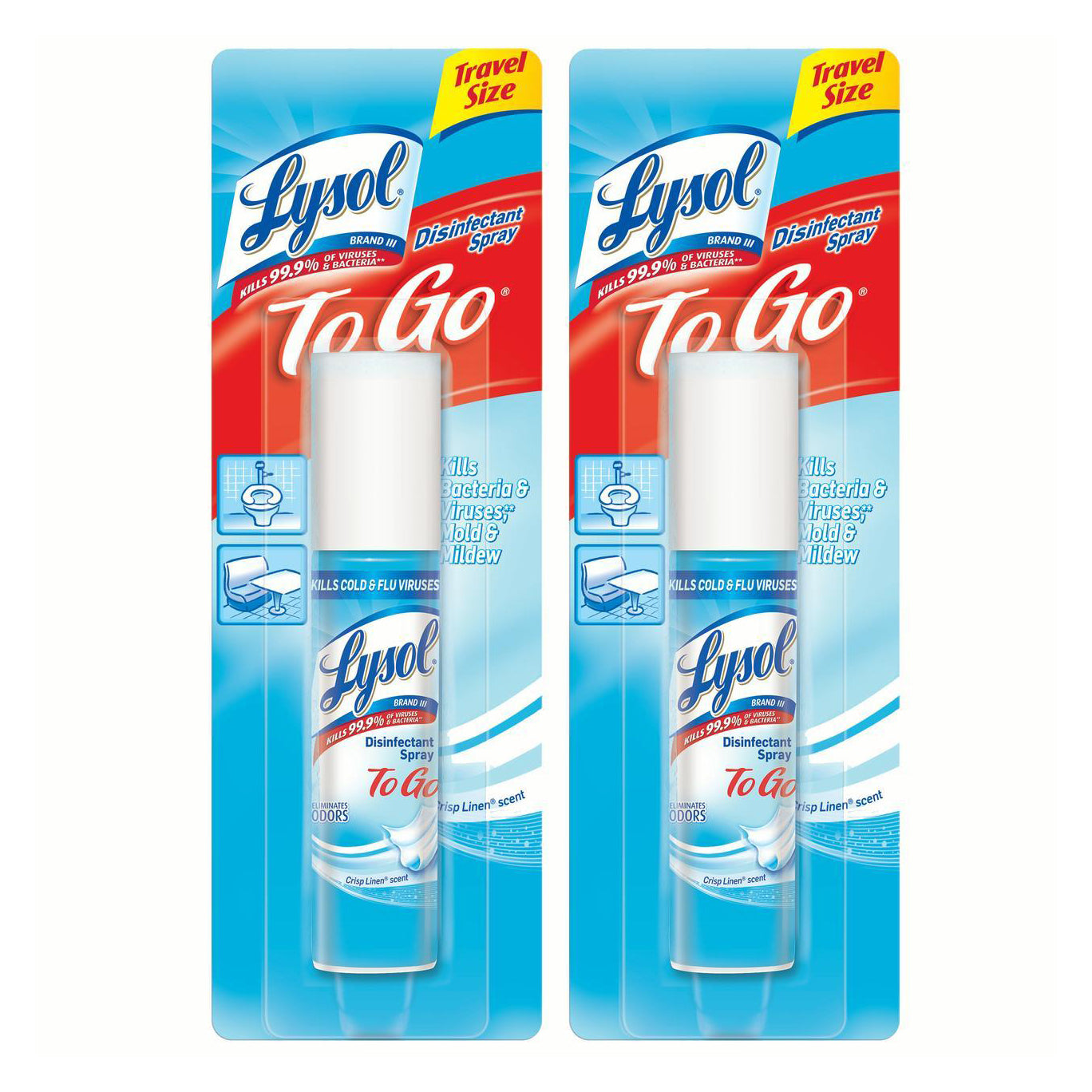 Lysol To Go Disinfectant Spray, Crisp Linen, 1 oz (Pack of 2)