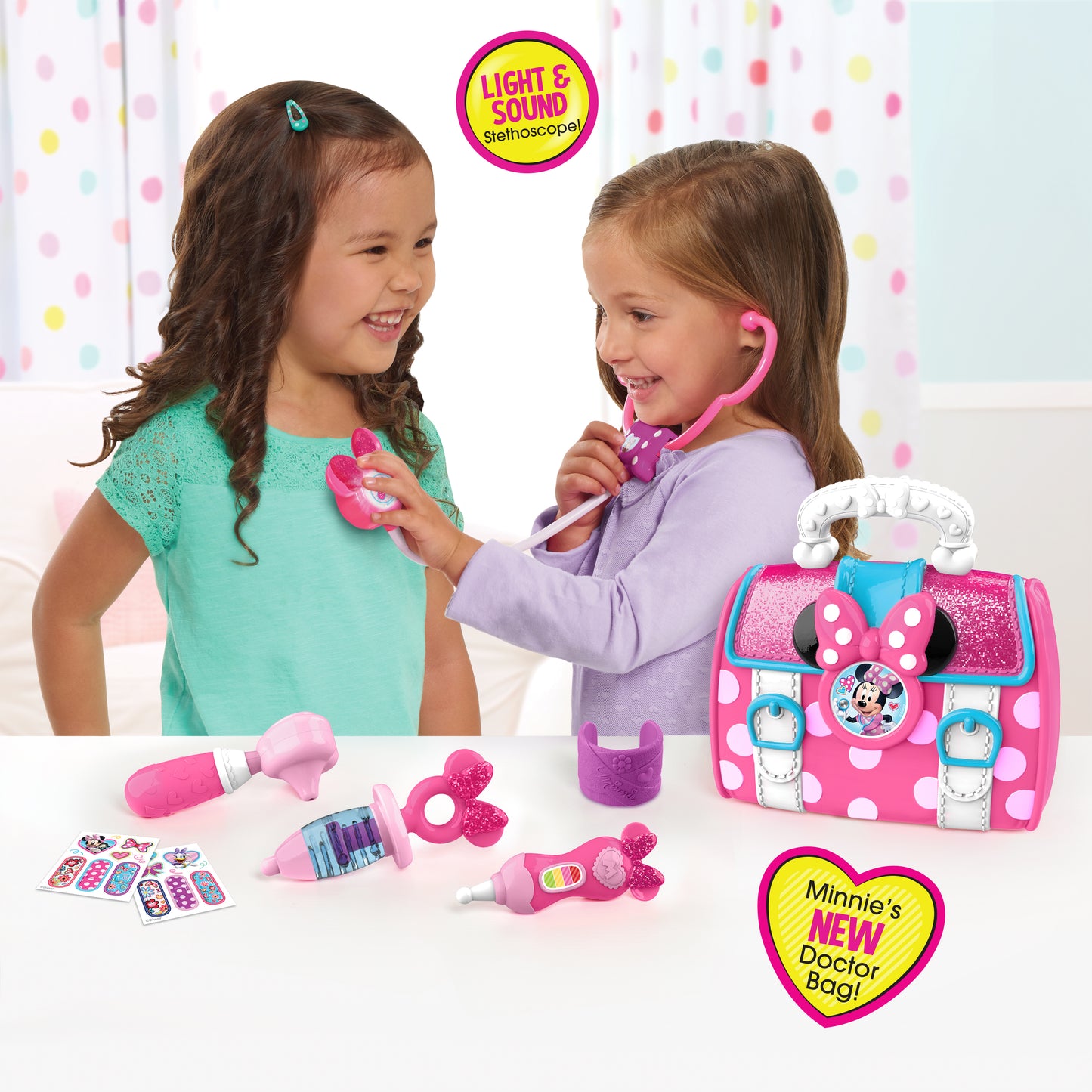 Disney Junior Minnie Mouse Bow-Care Doctor Bag and Dress Up Set, 10 piece pretend play doctor set, Ages 3 +