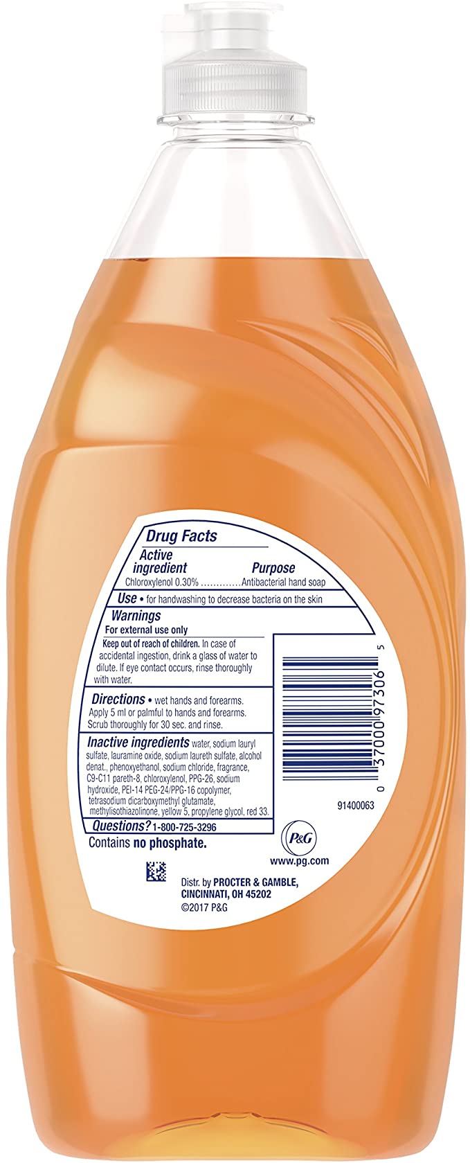 Dawn Ultra Antibacterial Hand Soap, Liquid Dish Soap, Orange Scent, 19.4 fl oz. (Pack of 2)