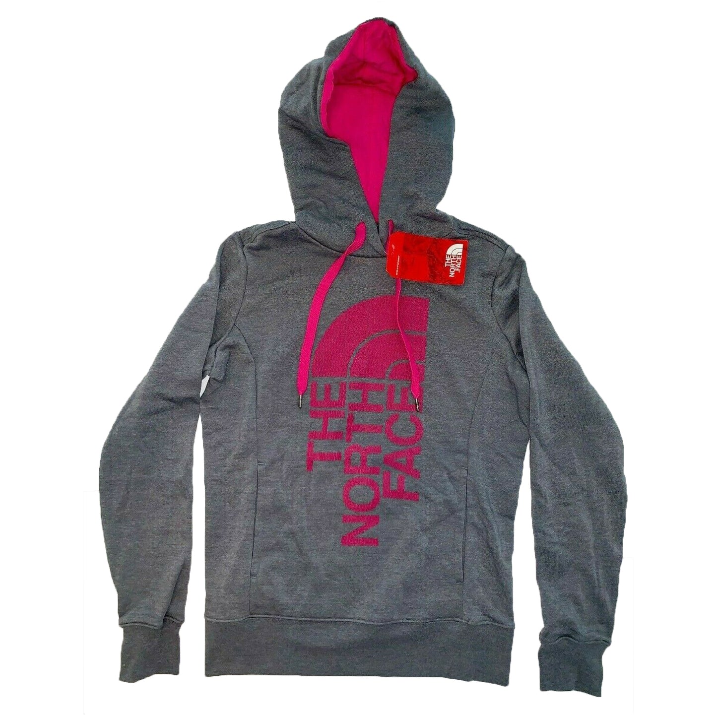 The North Face Women's Trivert Hoodie with Textured Print - Heather Grey/Pink