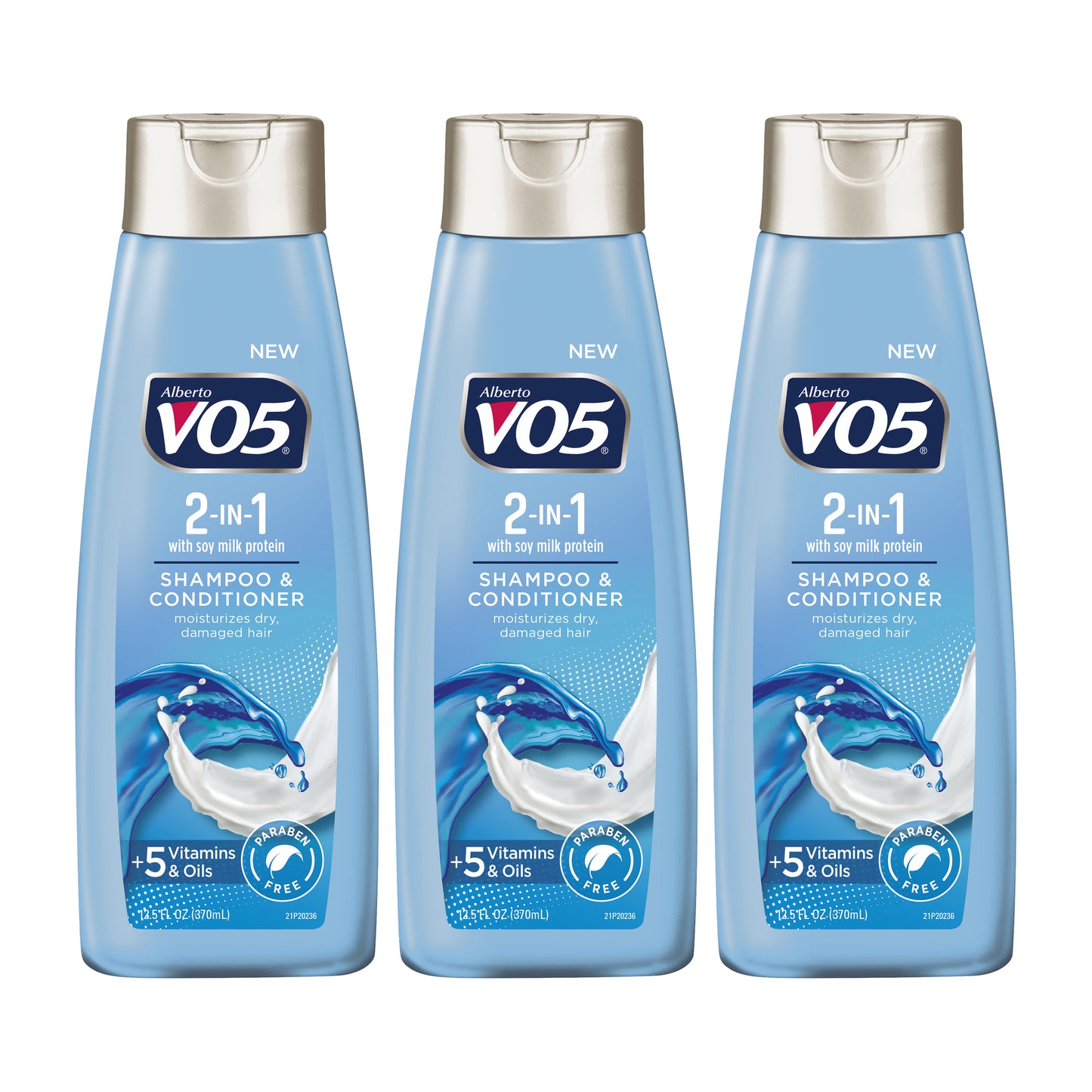 VO5 2 in 1 Moisturizing Shampoo + Conditioner Soy Milk Protein 12.5 Oz (Pack of 3)