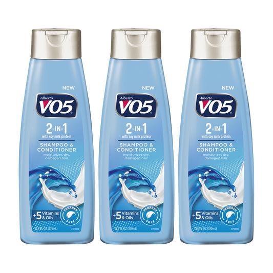VO5 2 in 1 Moisturizing Shampoo + Conditioner Soy Milk Protein 12.5 Oz (Pack of 3)