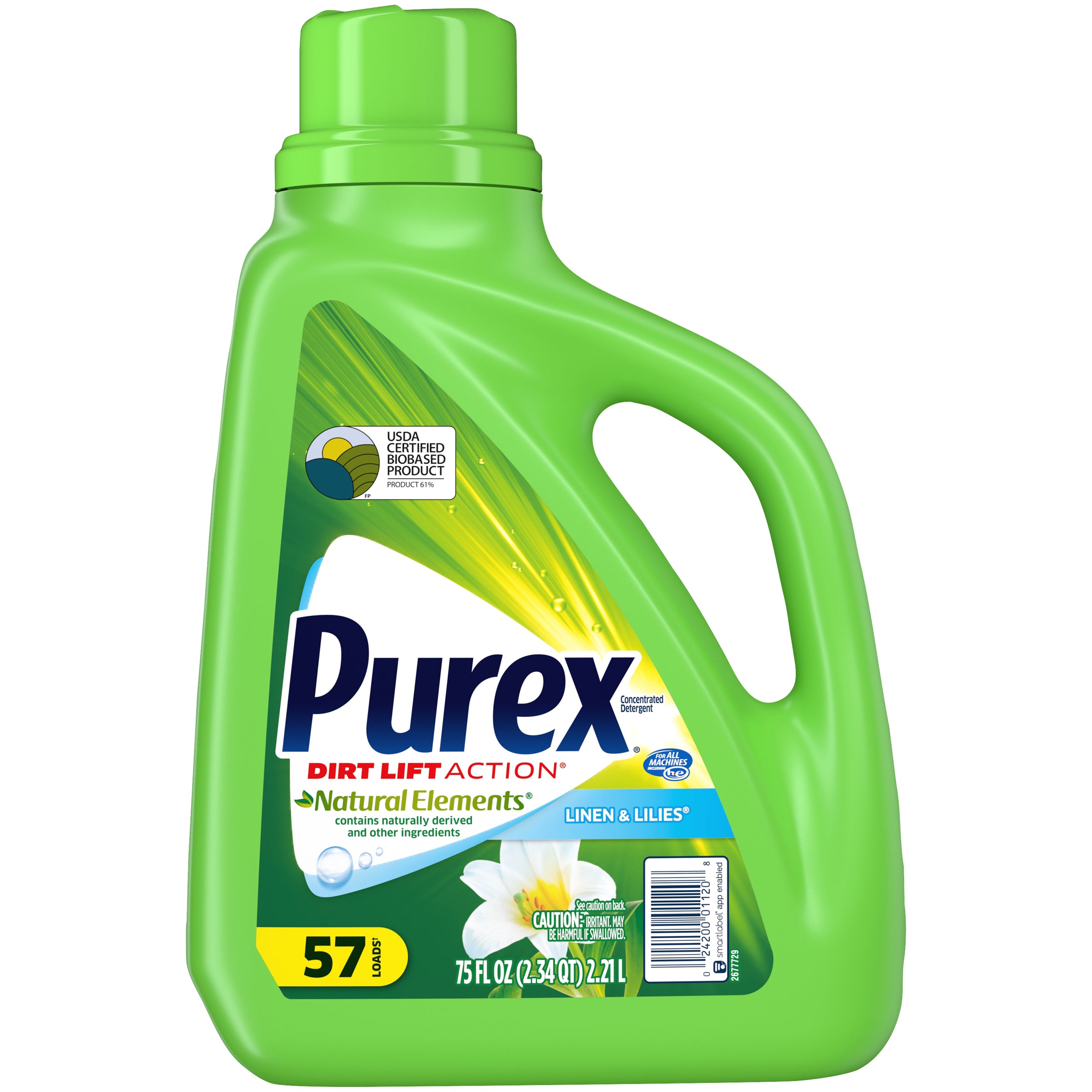 Purex Linen & Lilies, 57 Loads, Liquid Laundry Detergent Natural Eleme ...