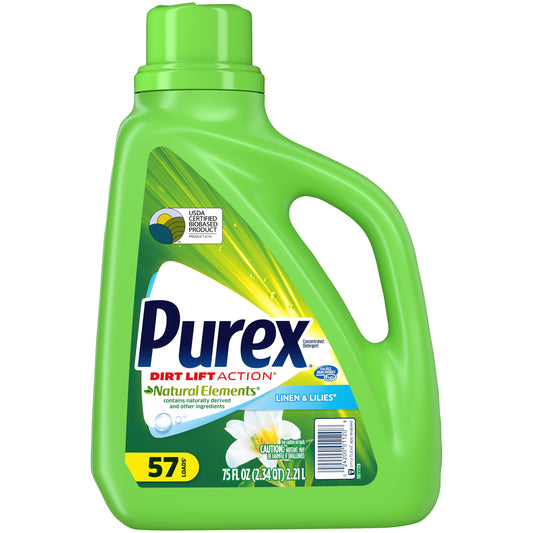 Purex Linen & Lilies, 57 Loads, Liquid Laundry Detergent Natural Elements, 75 fl oz