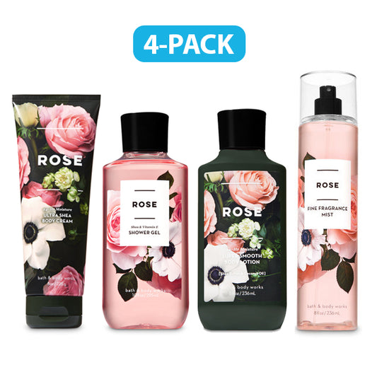 Bath & Body Works Rose Fragrance Mist, Body Lotion, Shower Gel & Body Cream "4-PACK"