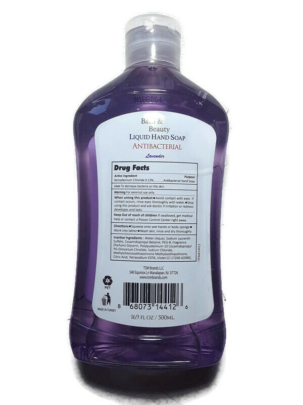 Bath & Beauty Liquid Hand Soap Antibacterial Lavender 16.9 oz "2-PACK"