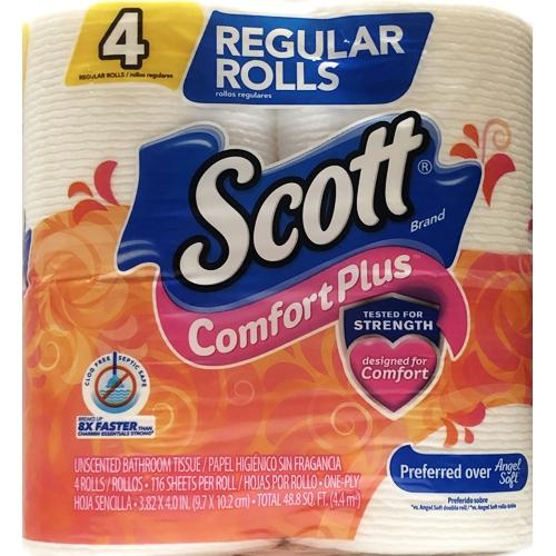 Scott Comfort Plus Toilet Paper (4 Rolls in Each Pack) "Pack of 2"