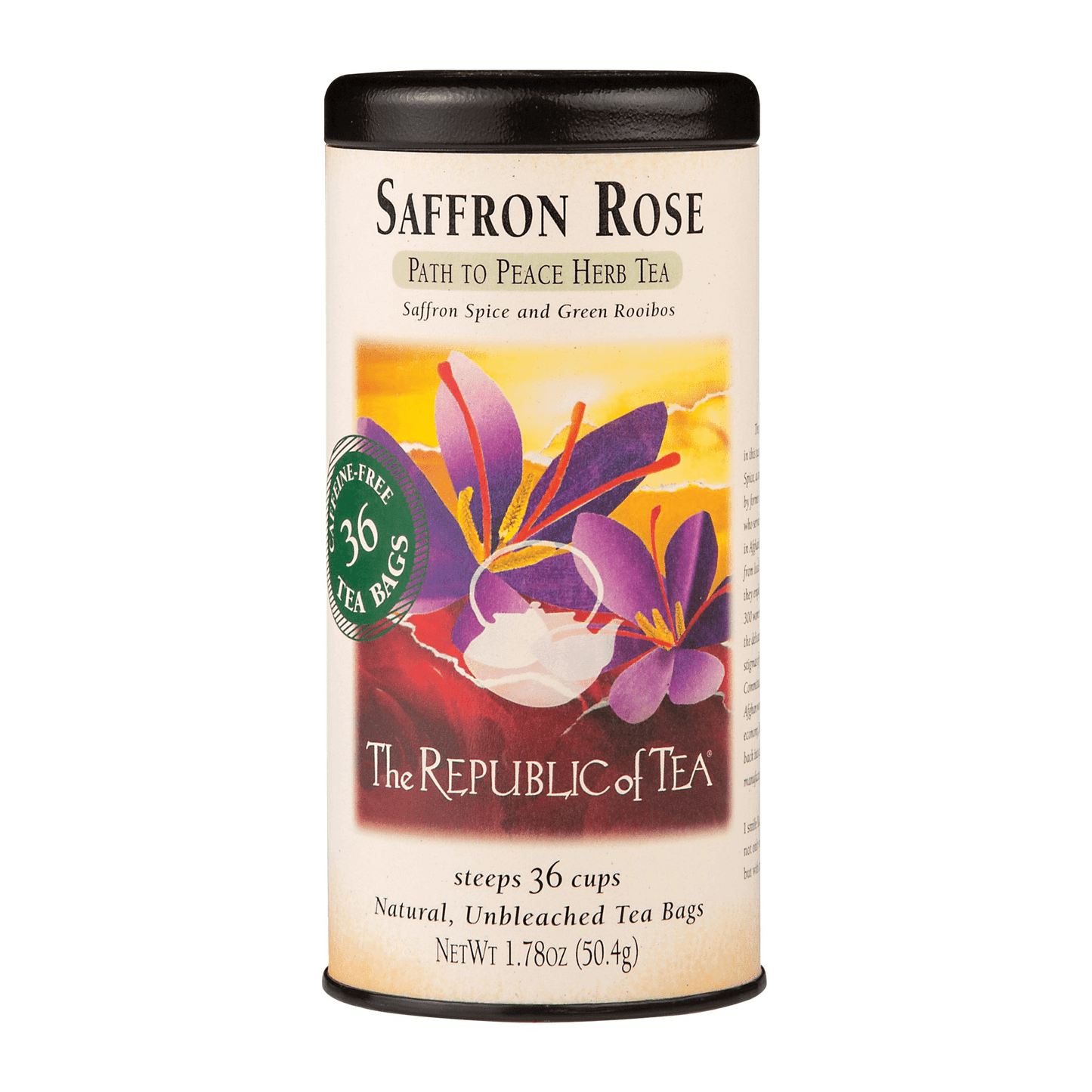 The Republic of Tea Saffron Rose Herbal 36 Tea Bags