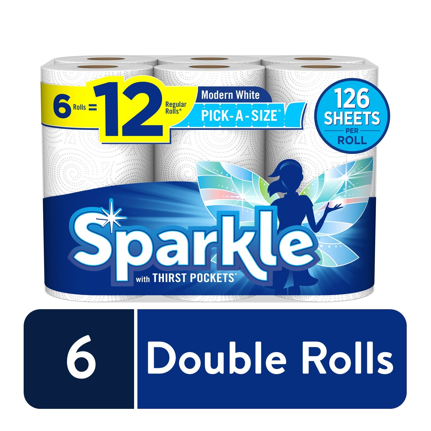 Sparkle Pick-A-Size Paper Towels, 6 Double Rolls = Regular Rolls