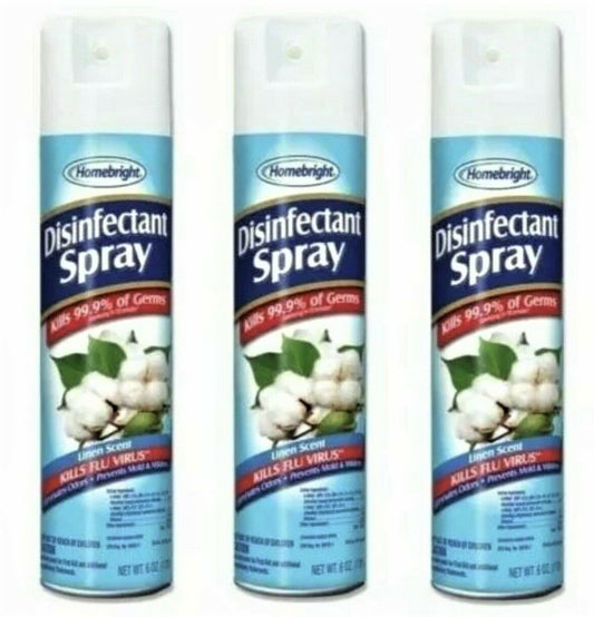 Homebright Disinfectant Spray 6 oz. LINEN Scent Kills 99.9% of Germs (3 Pack)