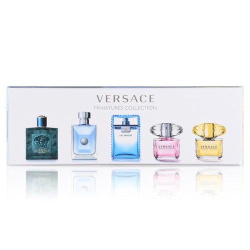 Versace 5 Pieces Mini Set Yellow Diamond W, Bright Crystal W, Eau Fraiche M, Pour Homme M, Eros M 0.17oz 5ml