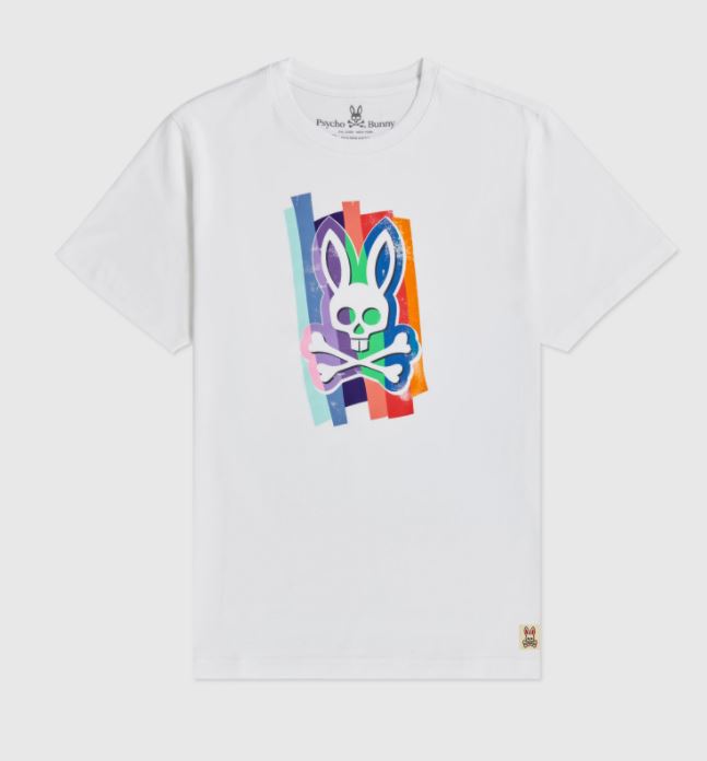 Psycho Bunny Mens Tatterford Graphic Tee White
