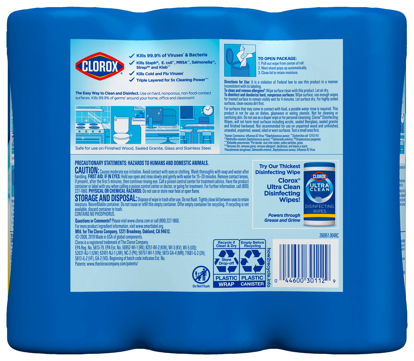 Clorox Disinfecting Wipes (105 Count Value Pack), Bleach Free Cleaning Wipes - 3 Pack - 35 Count Each