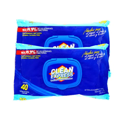 Clean Express Disinfecting Wipes 40 ct "2-PACK"